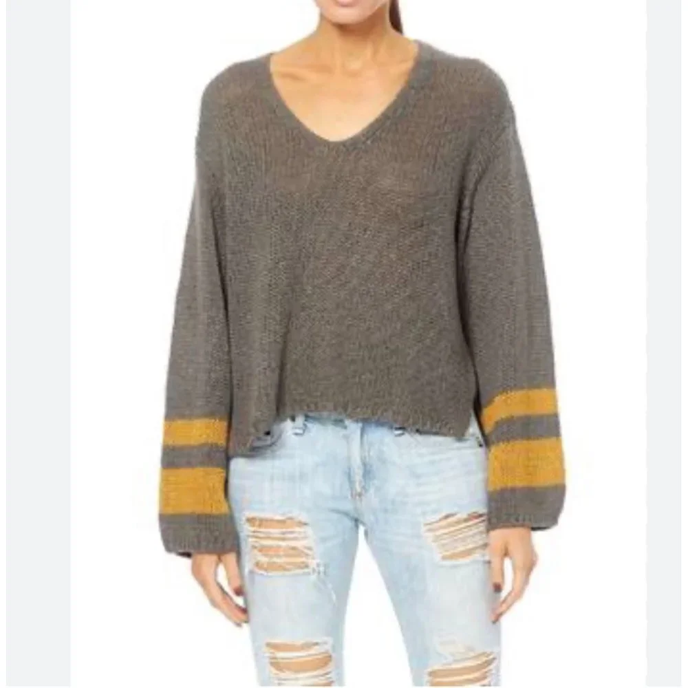 360 Sweater Raquel Stripe cuff‎ Silk Linen Sweater size S